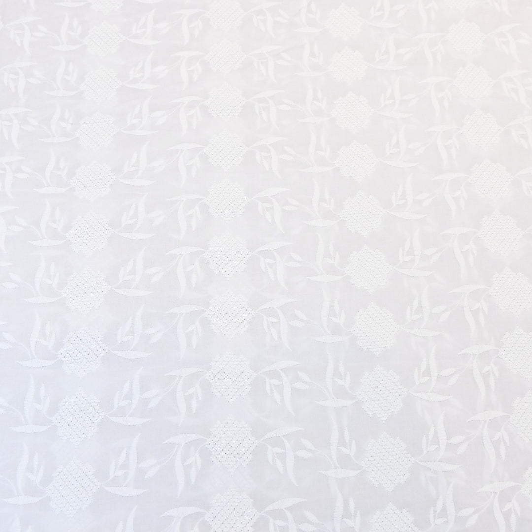 Premium Cotton Chicken Embroidery Fabric | Soft Cotton Designer Embroidered Fabric | HT0576-01