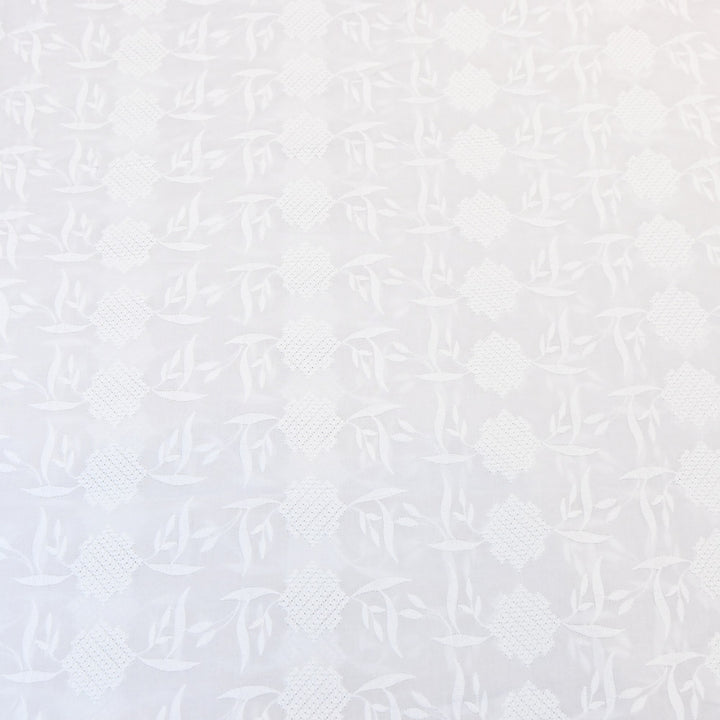 Premium Cotton Chicken Embroidery Fabric | Soft Cotton Designer Embroidered Fabric | HT0576-01