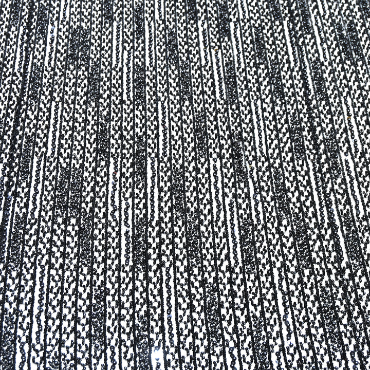 Black Color Imported Imported Heavy Beaded Embroidery Net Fabric- MBL668-5