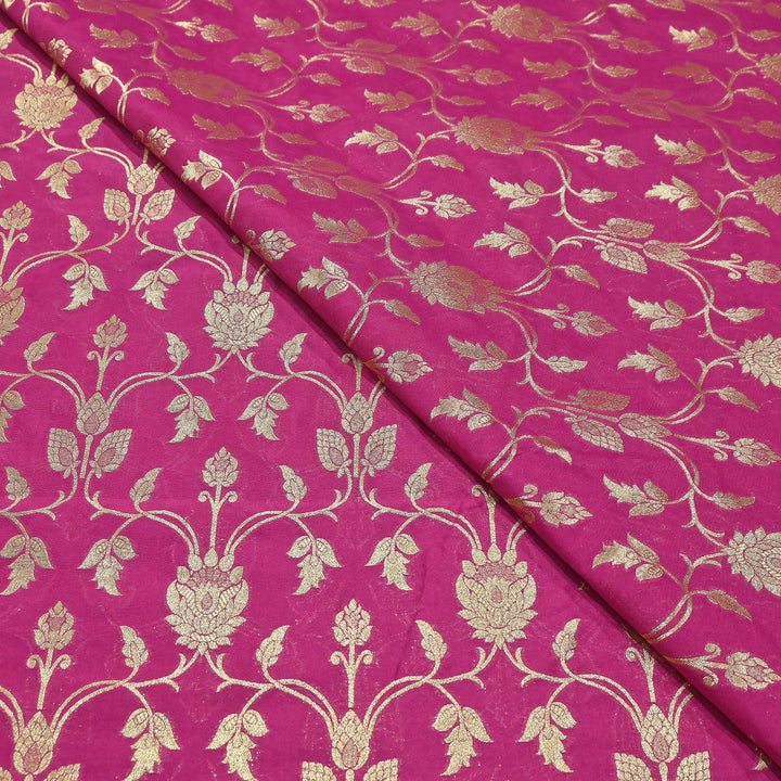 Chanderi Paudi Brocade Jaal Fabric – Traditional Designer Chanderi Silk Fabric - 180000-10