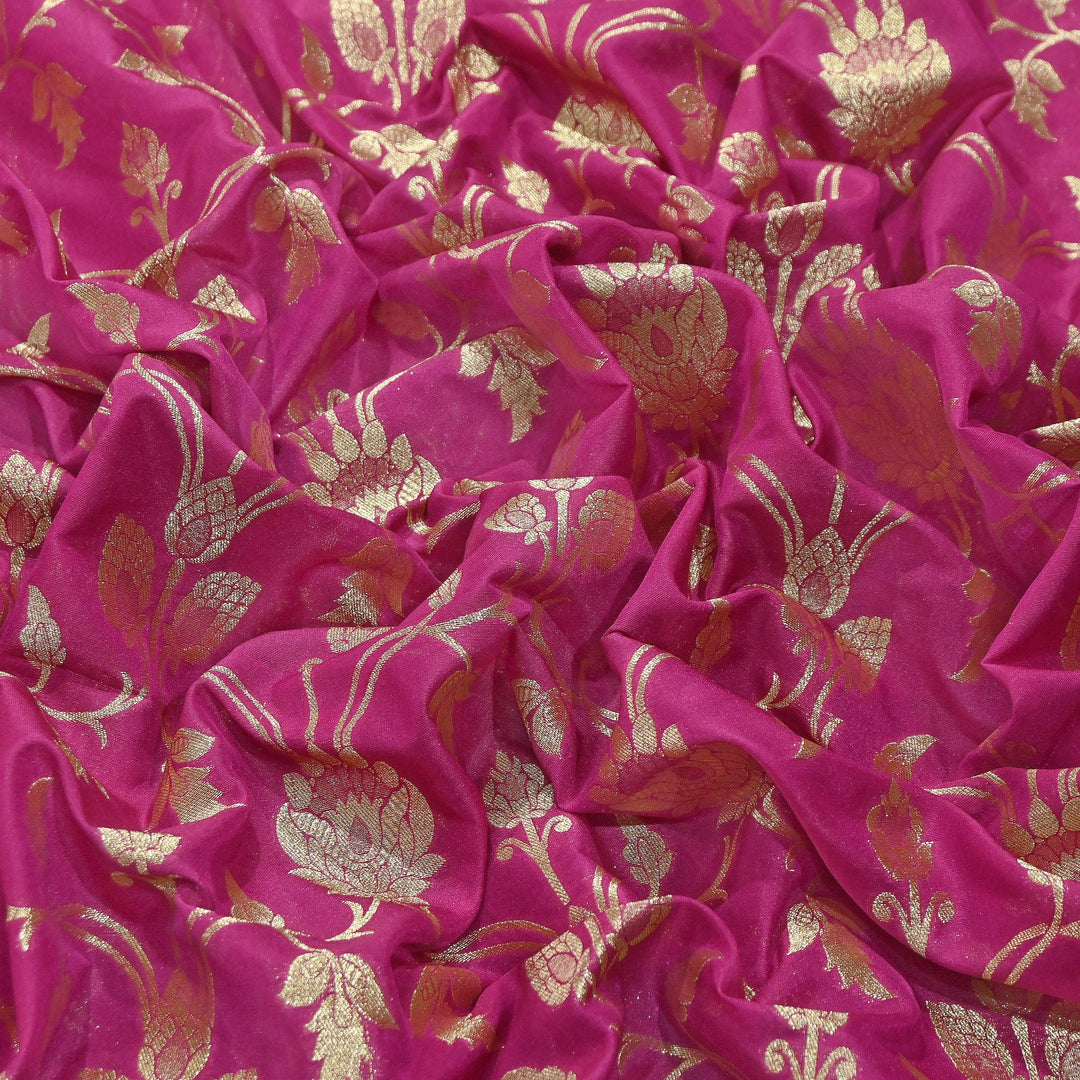 Chanderi Paudi Brocade Jaal Fabric – Traditional Designer Chanderi Silk Fabric - 180000-10