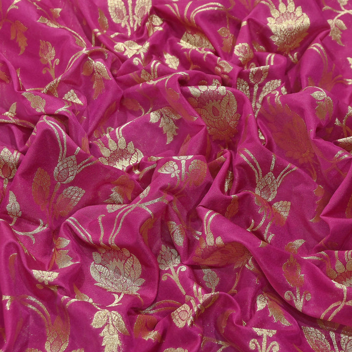 Chanderi Paudi Brocade Jaal Fabric – Traditional Designer Chanderi Silk Fabric - 180000-10