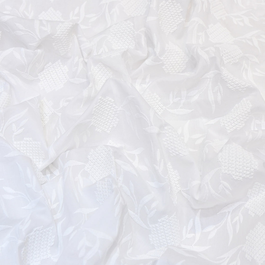Premium Cotton Chicken Embroidery Fabric | Soft Cotton Designer Embroidered Fabric | HT0576-01