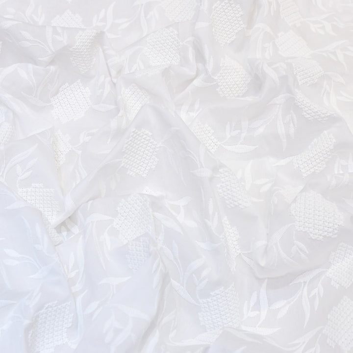 Premium Cotton Chicken Embroidery Fabric | Soft Cotton Designer Embroidered Fabric | HT0576-01