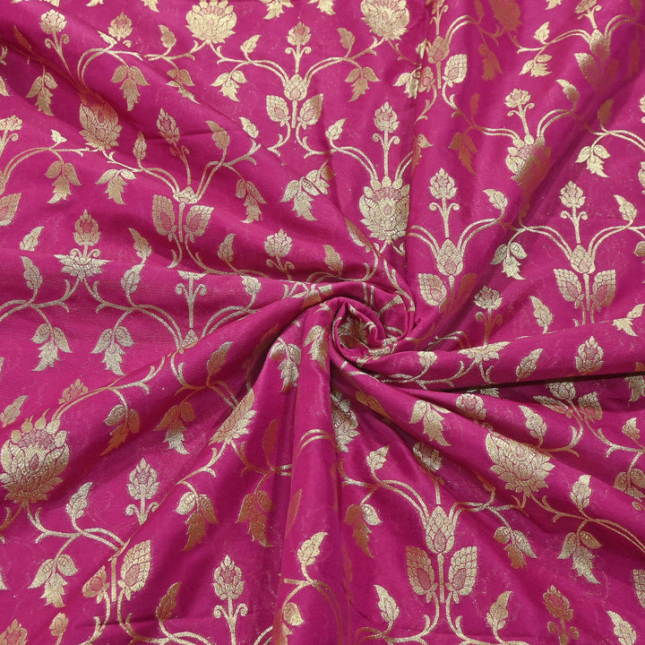 Chanderi Paudi Brocade Jaal Fabric – Traditional Designer Chanderi Silk Fabric - 180000-10