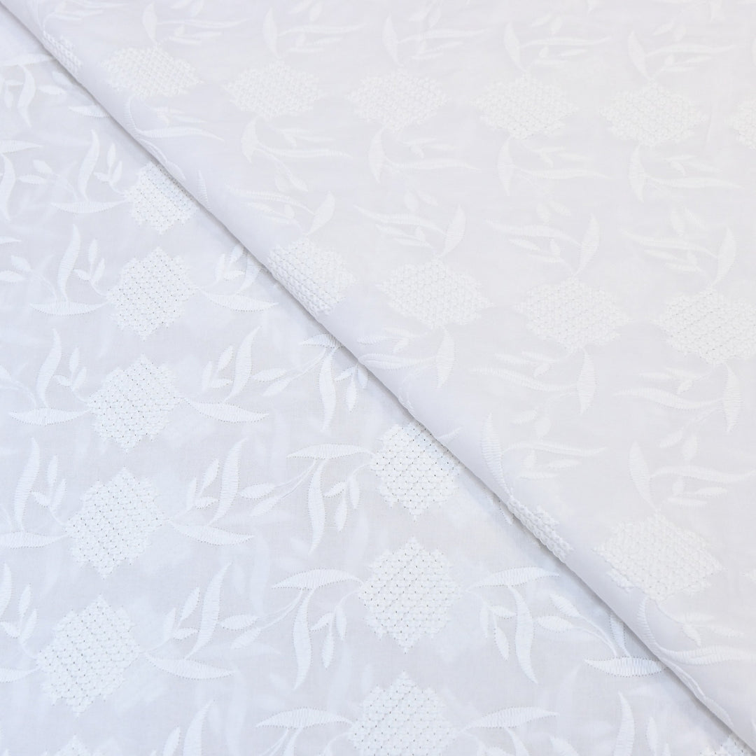 Premium Cotton Chicken Embroidery Fabric | Soft Cotton Designer Embroidered Fabric | HT0576-01