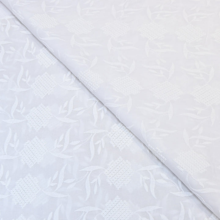 Premium Cotton Chicken Embroidery Fabric | Soft Cotton Designer Embroidered Fabric | HT0576-01