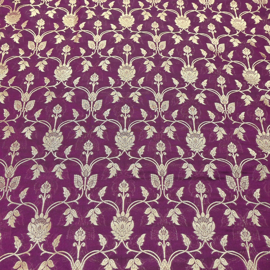 Chanderi Paudi Brocade Jaal Fabric – Traditional Designer Chanderi Silk Fabric - 180000-11