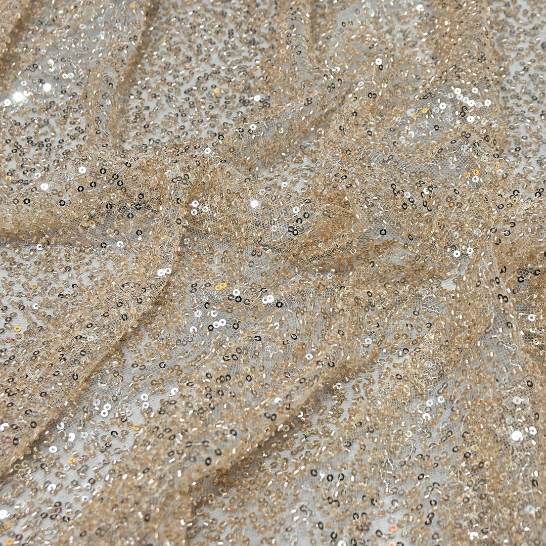 Imported Heavy Sequin & Beaded Embroidery Net Fabric- MBL869-1