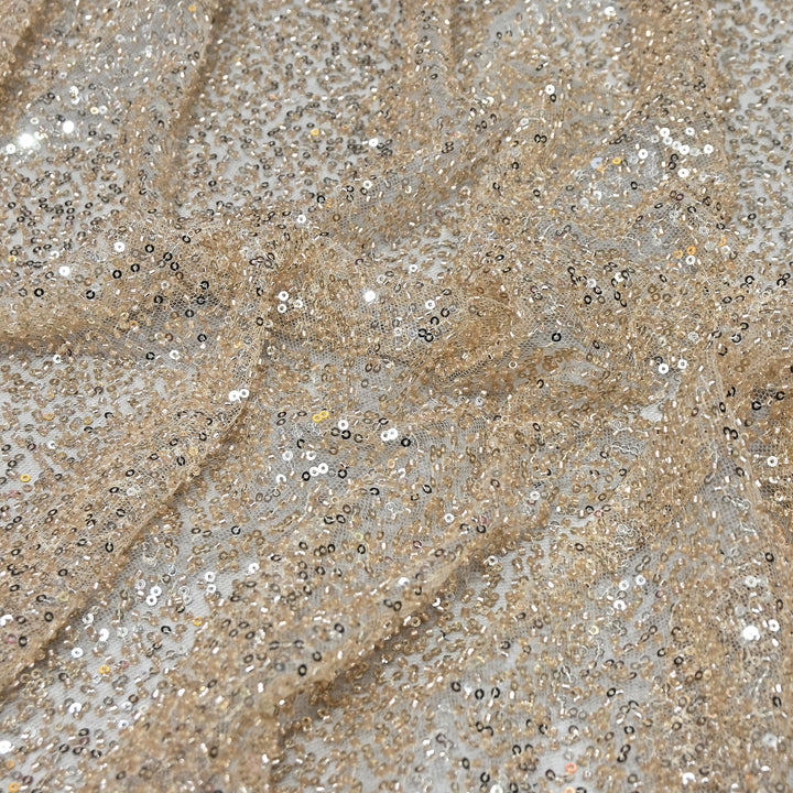 Imported Heavy Sequin & Beaded Embroidery Net Fabric- MBL869-1