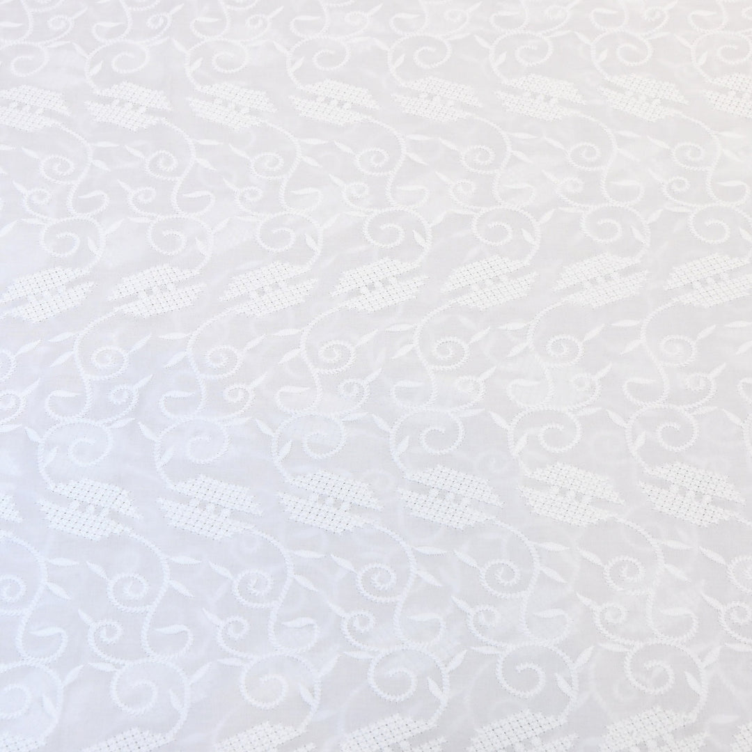 Premium Cotton Chicken Embroidery Fabric | Soft Cotton Designer Embroidered Fabric | HT0576-02