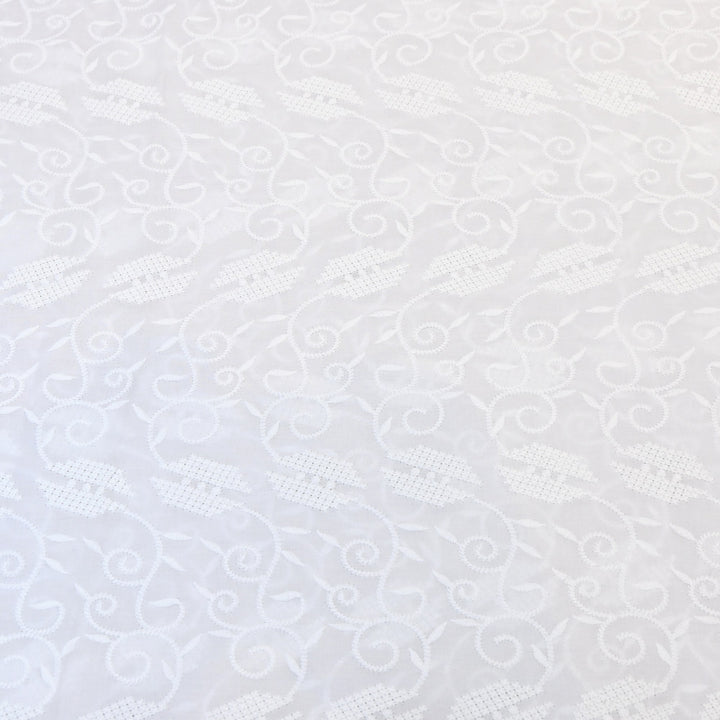 Premium Cotton Chicken Embroidery Fabric | Soft Cotton Designer Embroidered Fabric | HT0576-02