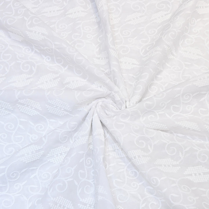 Premium Cotton Chicken Embroidery Fabric | Soft Cotton Designer Embroidered Fabric | HT0576-02