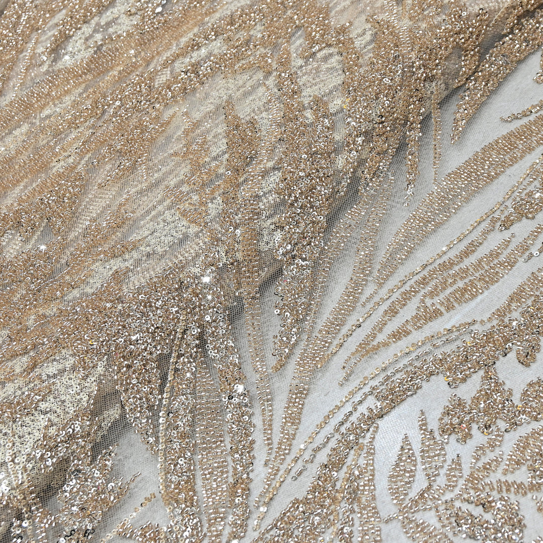 Imported Heavy Beaded & Sequin Embroidery Net Fabric- MBL670