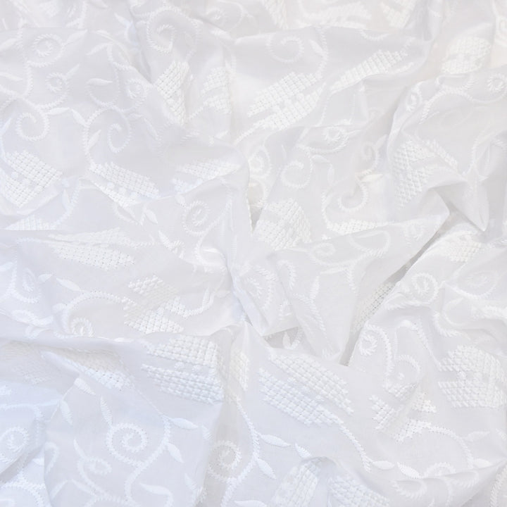 Premium Cotton Chicken Embroidery Fabric | Soft Cotton Designer Embroidered Fabric | HT0576-02