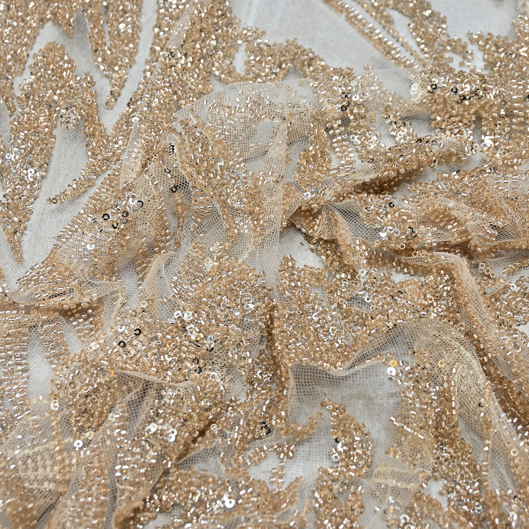 Imported Heavy Beaded & Sequin Embroidery Net Fabric- MBL670