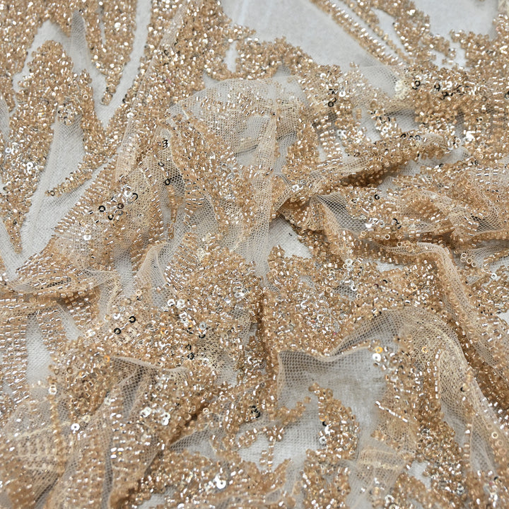 Imported Heavy Beaded & Sequin Embroidery Net Fabric- MBL670