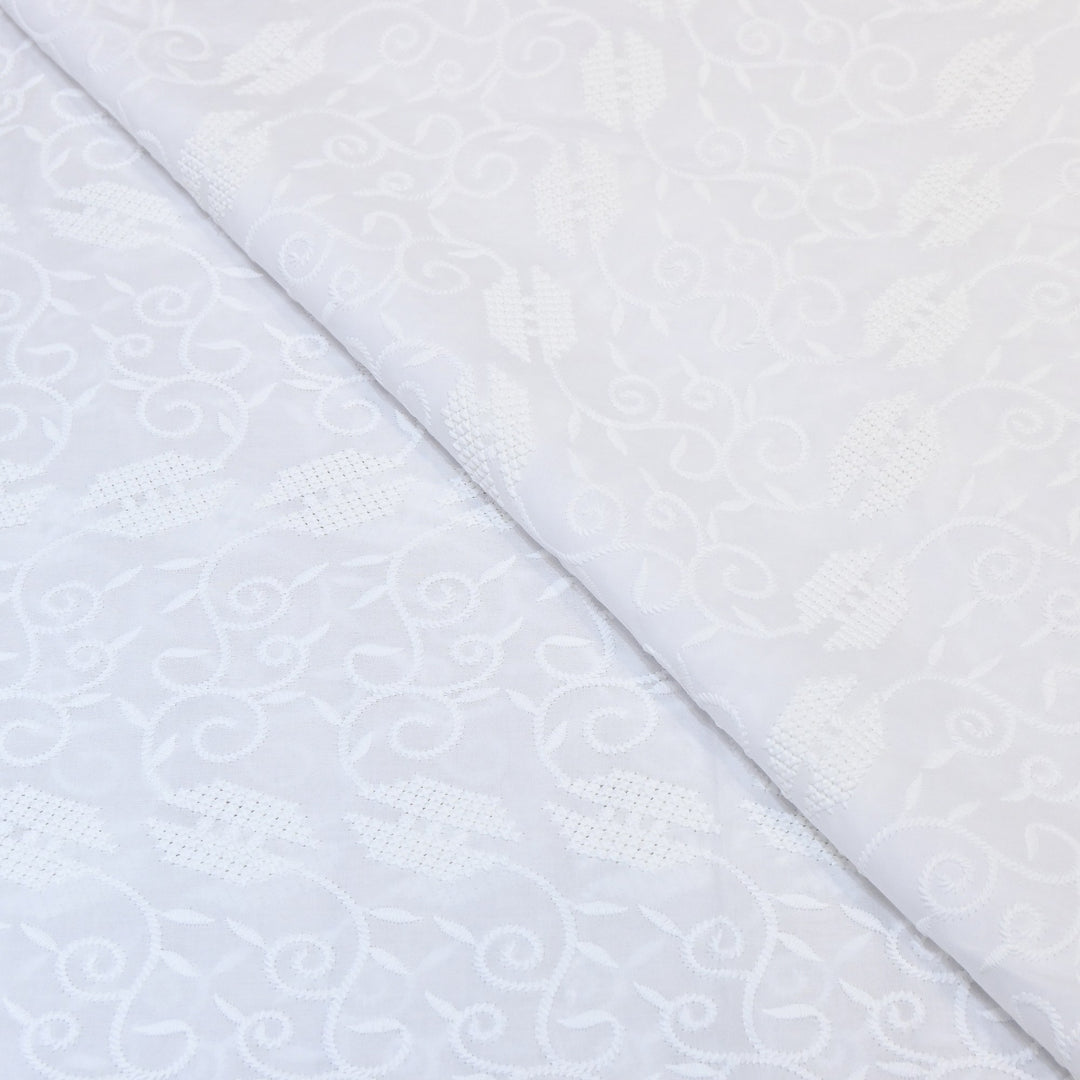 Premium Cotton Chicken Embroidery Fabric | Soft Cotton Designer Embroidered Fabric | HT0576-02