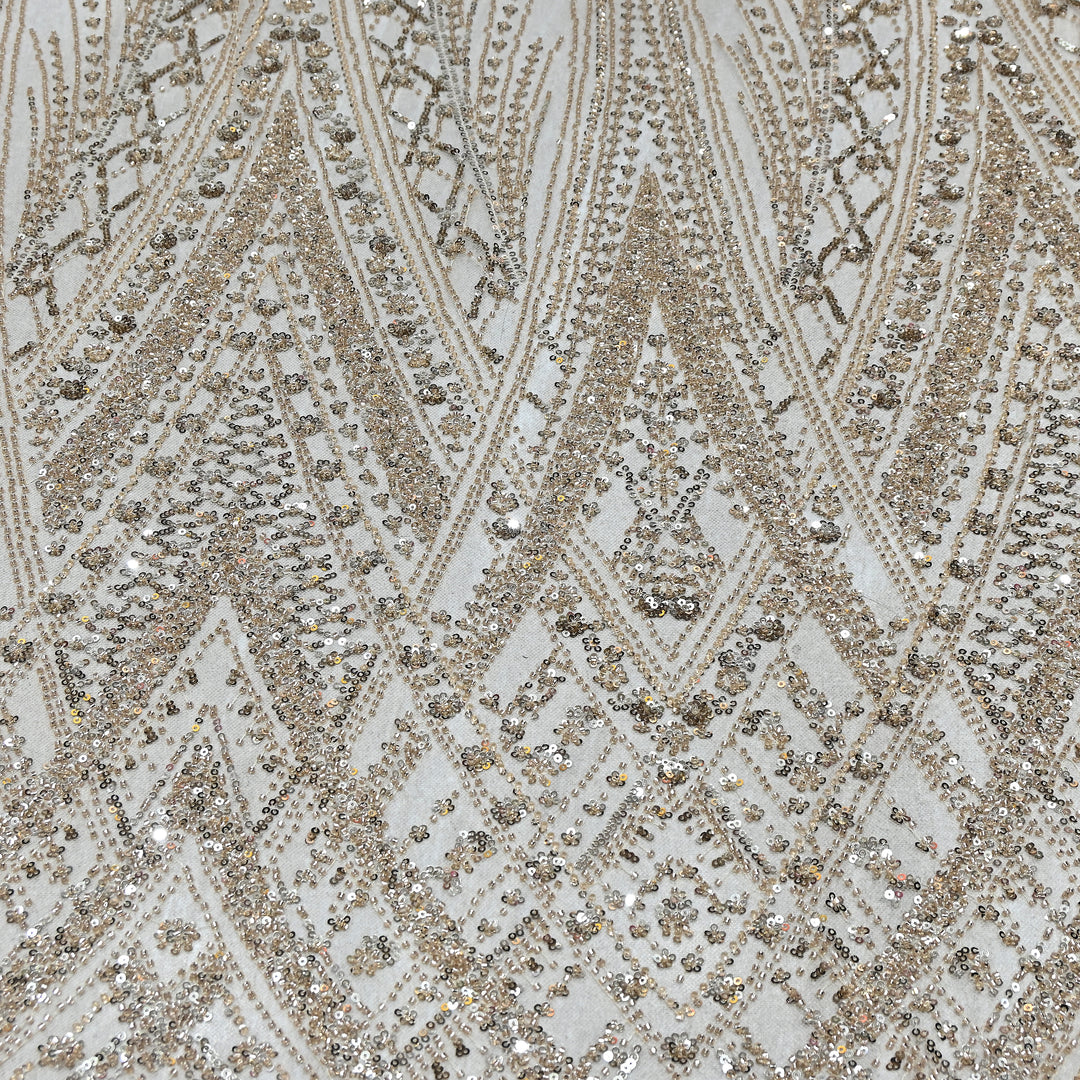 Imported Heavy Sequin & Beads Embroidery Net Fabric- MBL626