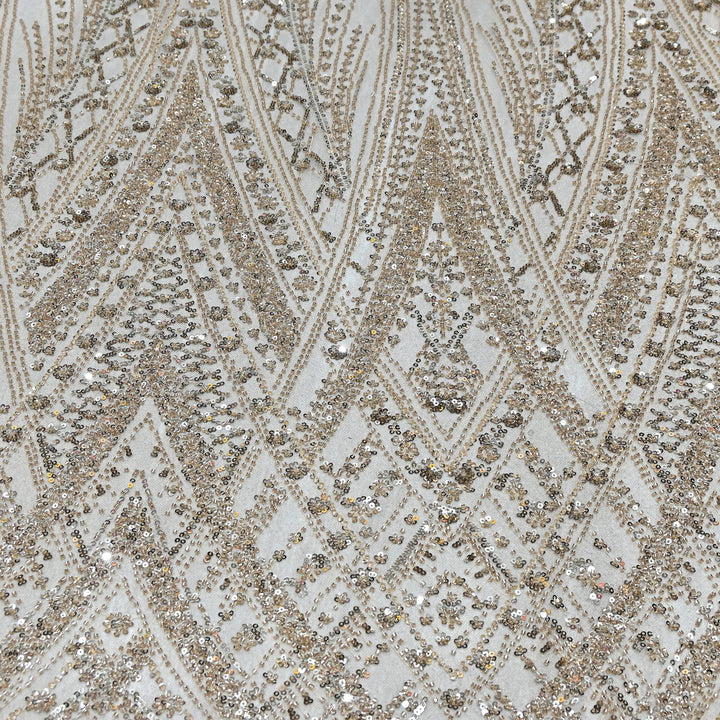 Imported Heavy Sequin & Beads Embroidery Net Fabric- MBL626