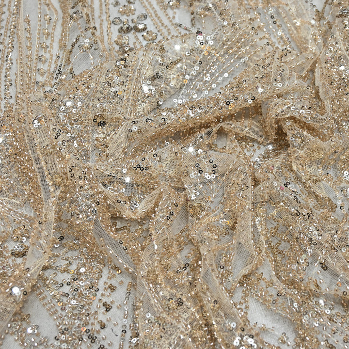 Imported Heavy Sequin & Beads Embroidery Net Fabric- MBL626