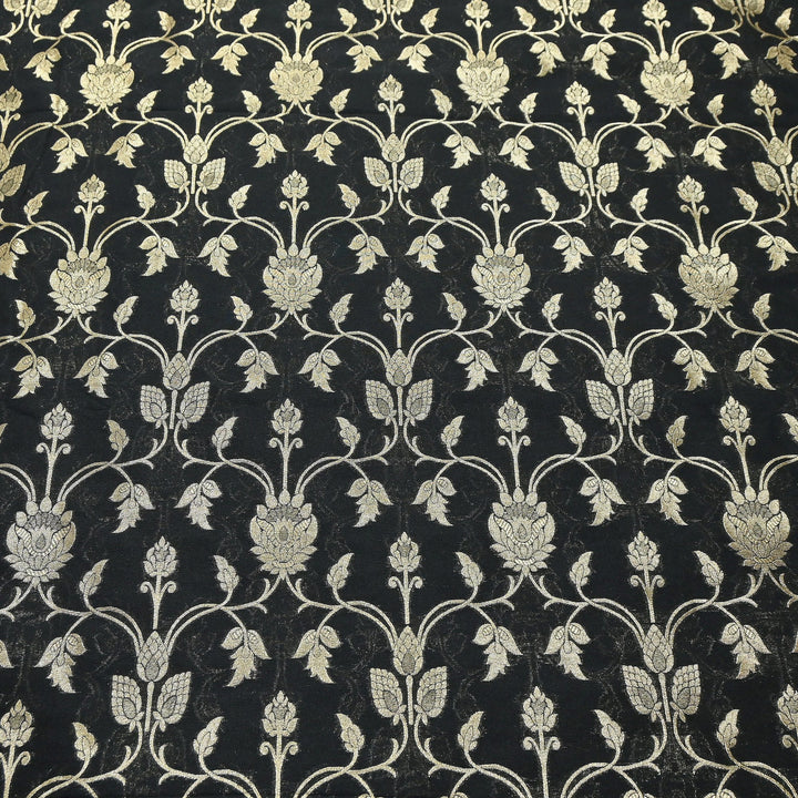 Chanderi Paudi Brocade Jaal Fabric – Traditional Designer Chanderi Silk Fabric - 180000-13