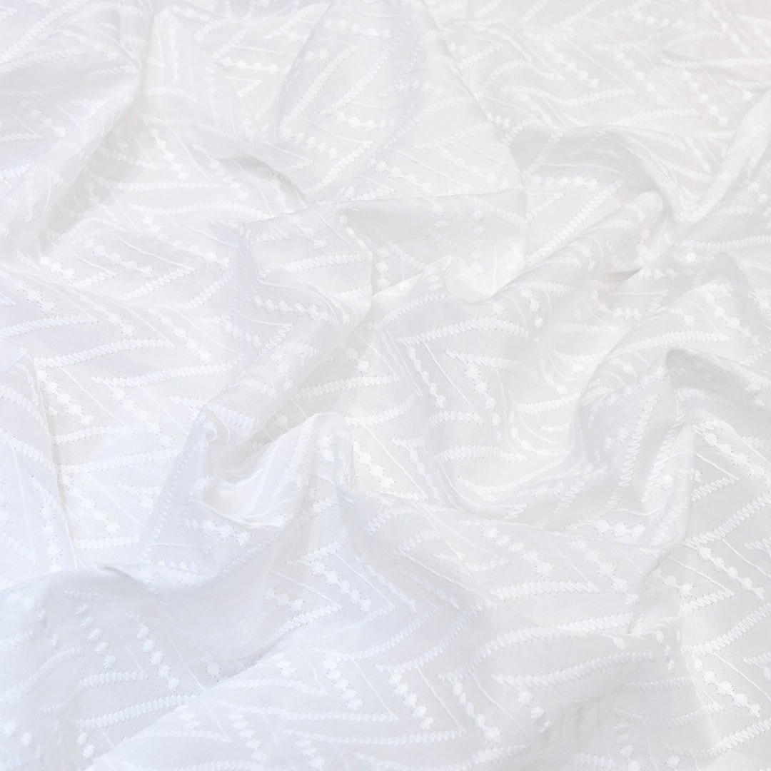 Premium Cotton Chicken Embroidery Fabric | Soft Cotton Designer Embroidered Fabric | HT0576-03