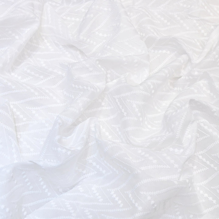 Premium Cotton Chicken Embroidery Fabric | Soft Cotton Designer Embroidered Fabric | HT0576-03