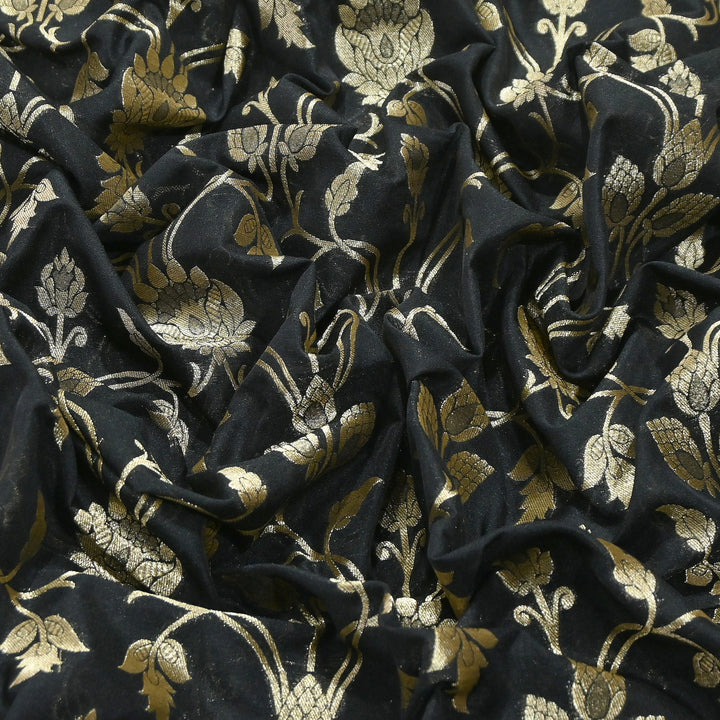 Chanderi Paudi Brocade Jaal Fabric – Traditional Designer Chanderi Silk Fabric - 180000-13