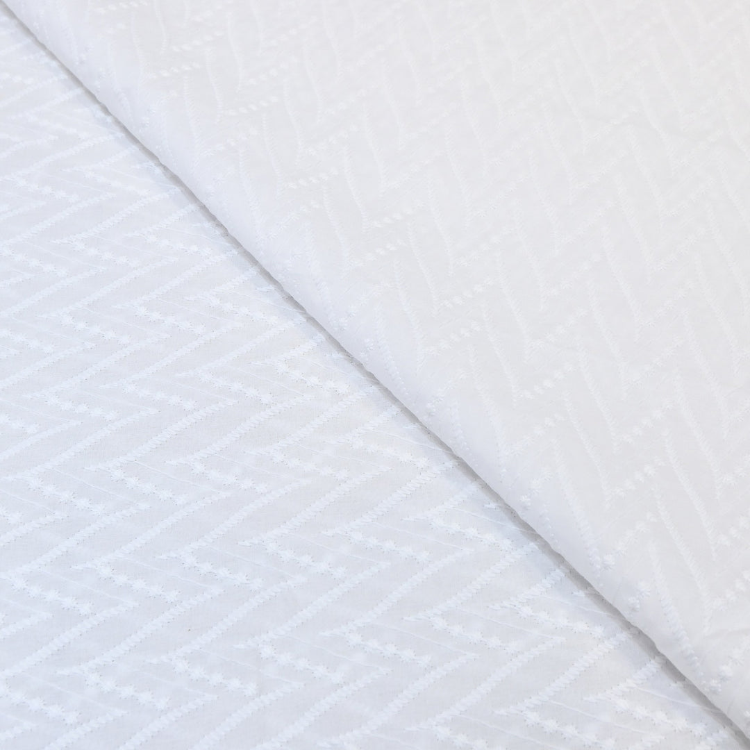 Premium Cotton Chicken Embroidery Fabric | Soft Cotton Designer Embroidered Fabric | HT0576-03