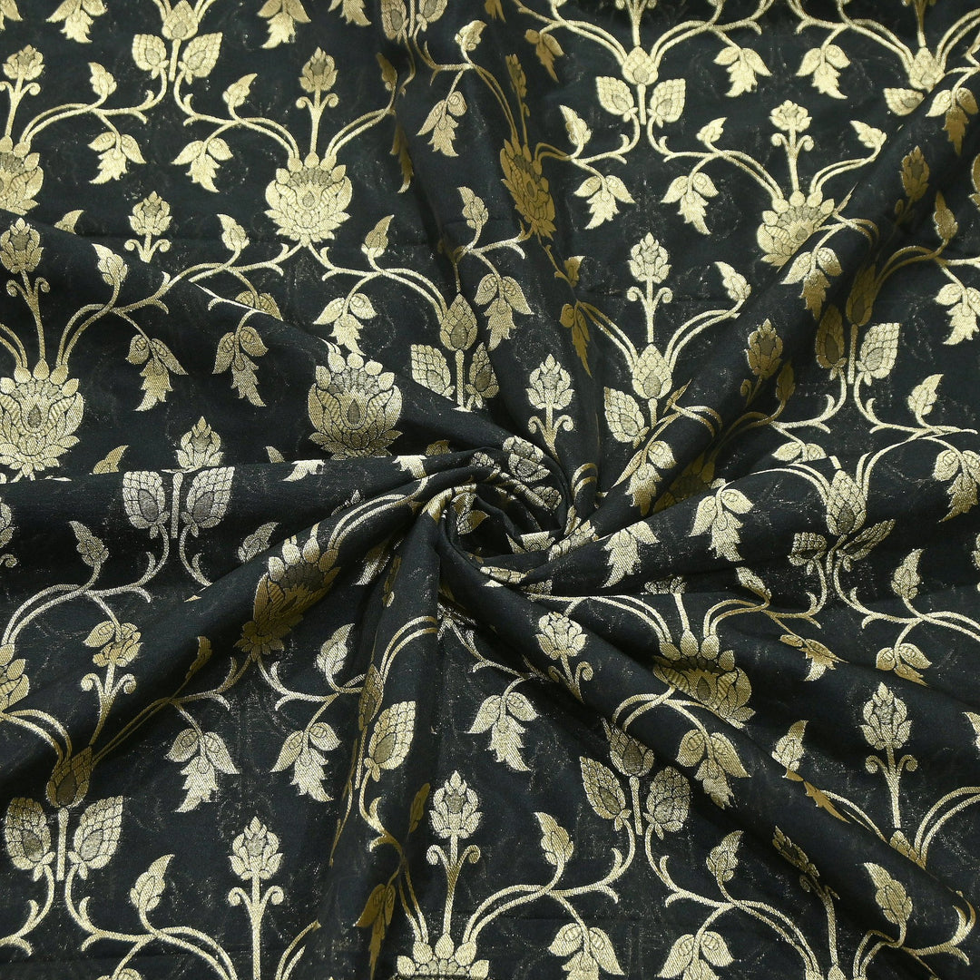 Chanderi Paudi Brocade Jaal Fabric – Traditional Designer Chanderi Silk Fabric - 180000-13