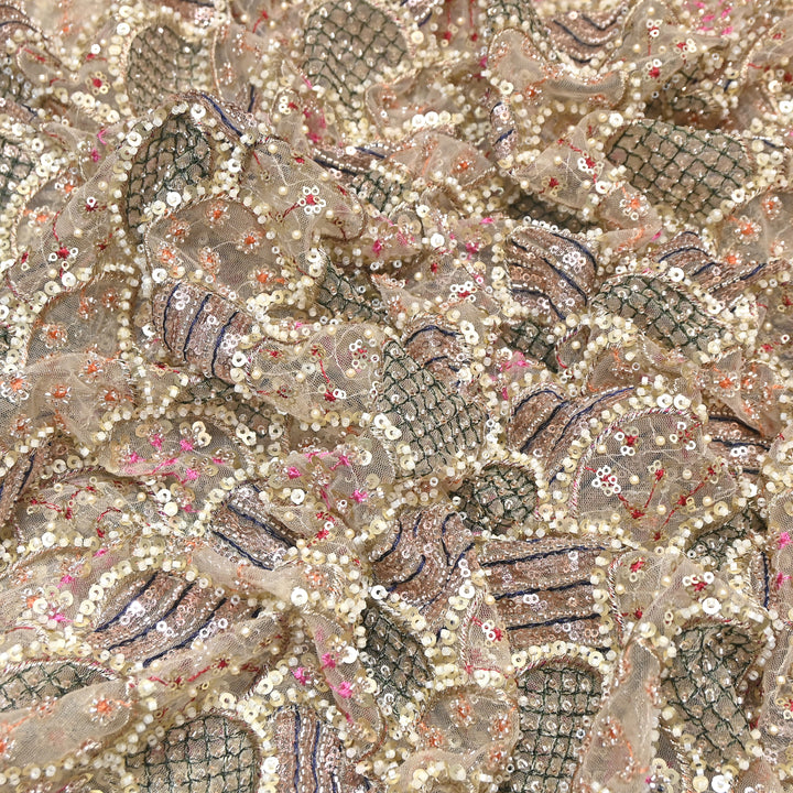 Premium Imported Net Moti & Sequence Embroidery Fabric- V12598C
