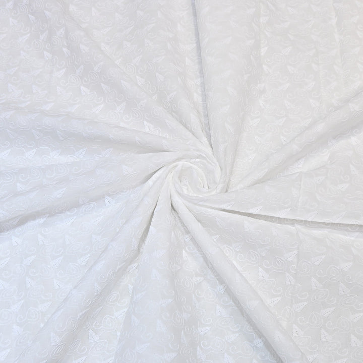 Premium Cotton Chicken Embroidery Fabric | Soft Cotton Designer Embroidered Fabric | HT0576-04