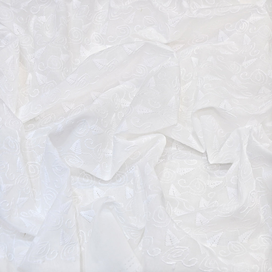 Premium Cotton Chicken Embroidery Fabric | Soft Cotton Designer Embroidered Fabric | HT0576-04