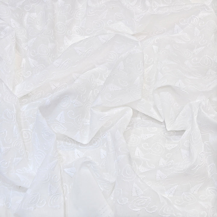 Premium Cotton Chicken Embroidery Fabric | Soft Cotton Designer Embroidered Fabric | HT0576-04