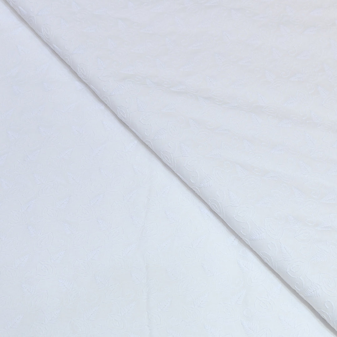 Premium Cotton Chicken Embroidery Fabric | Soft Cotton Designer Embroidered Fabric | HT0576-04