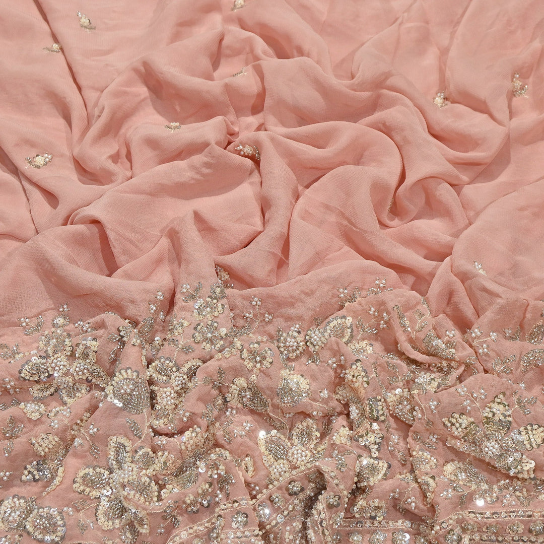 Premium Viscose Georgette Moti Embroidery Fabric 54" | Designer Fabric | V2896C-01