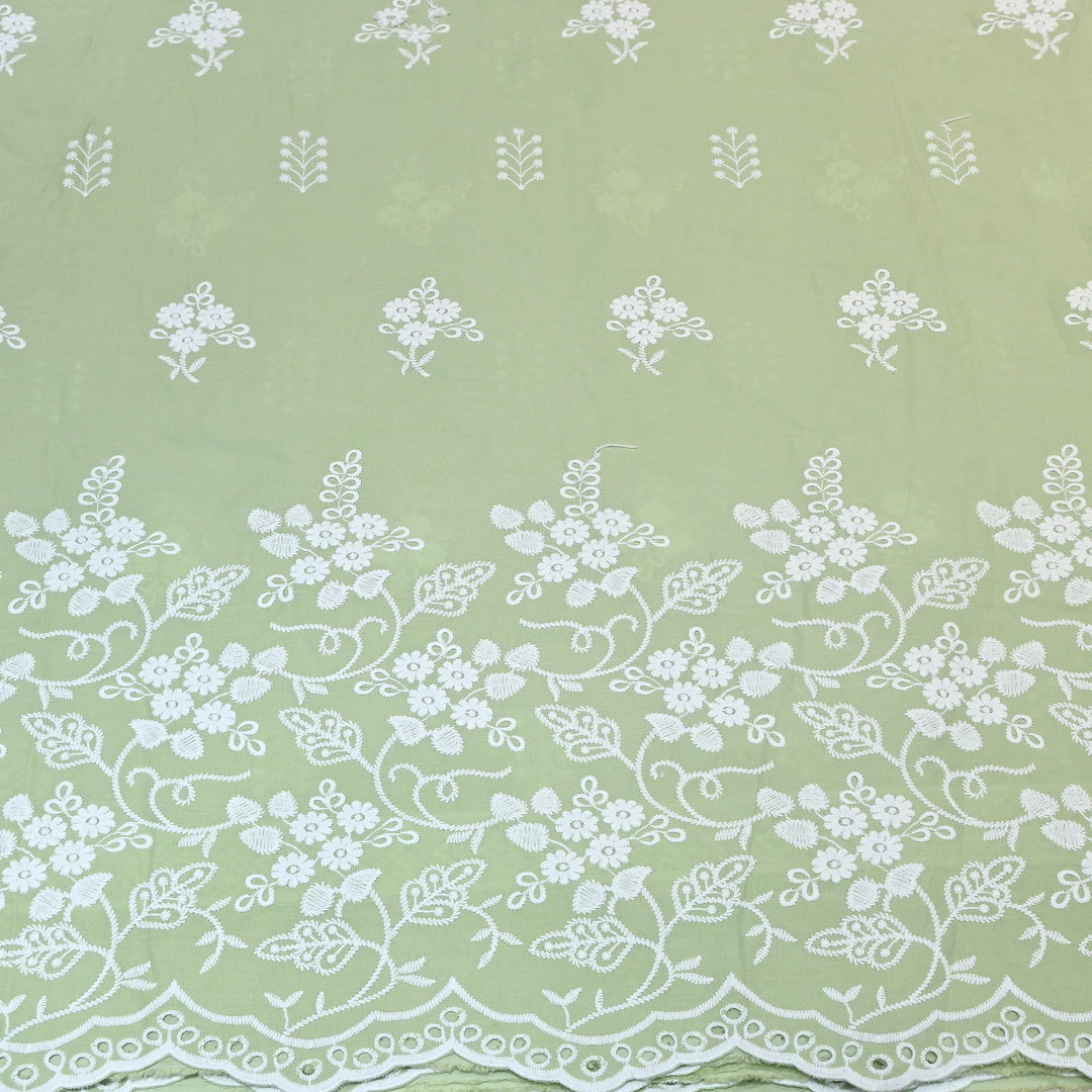 Premium Cotton Chicken Embroidery Plazo Fabric | Soft Cotton Designer Embroidered Fabric | HT11416-03