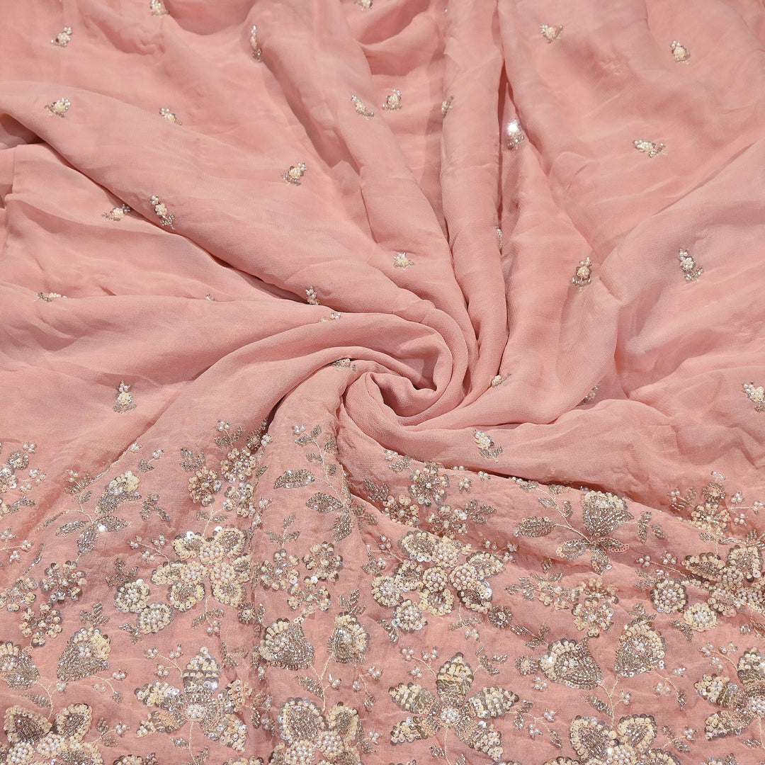 Premium Viscose Georgette Moti Embroidery Fabric 54" | Designer Fabric | V2896C-01
