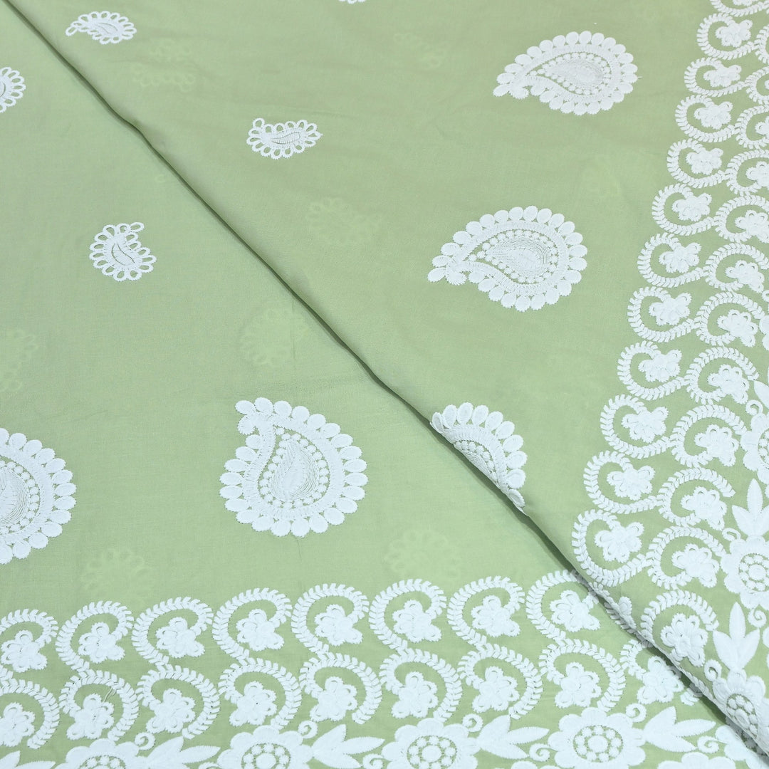 Premium Cotton Chicken Embroidery Plazo Fabric | Soft Cotton Designer Embroidered Fabric | HT11416-04