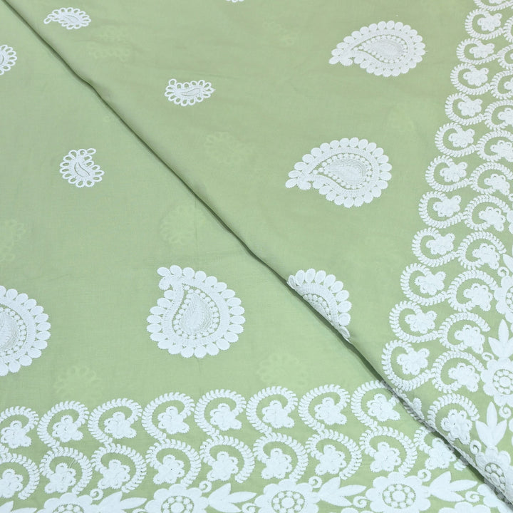 Premium Cotton Chicken Embroidery Plazo Fabric | Soft Cotton Designer Embroidered Fabric | HT11416-04