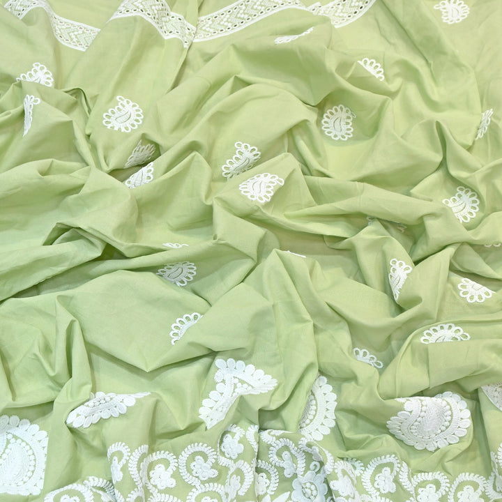 Premium Cotton Chicken Embroidery Plazo Fabric | Soft Cotton Designer Embroidered Fabric | HT11416-04