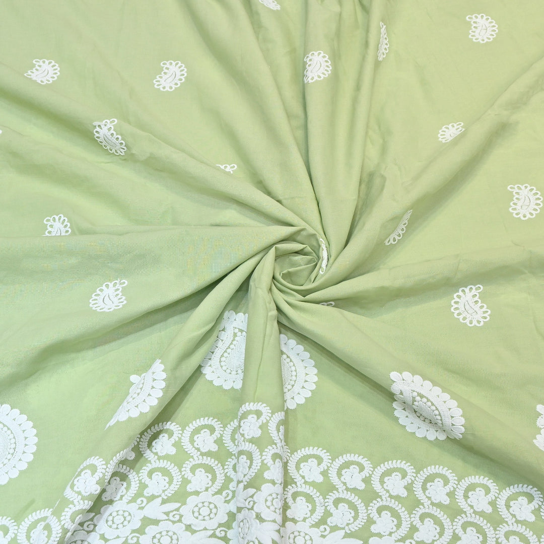 Premium Cotton Chicken Embroidery Plazo Fabric | Soft Cotton Designer Embroidered Fabric | HT11416-04