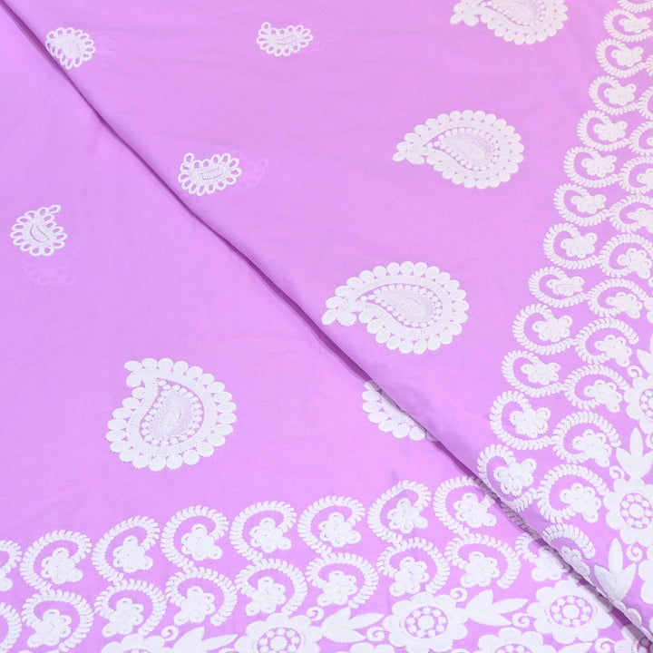 Premium Cotton Chicken Embroidery Plazo Fabric | Soft Cotton Designer Embroidered Fabric | HT11416-06