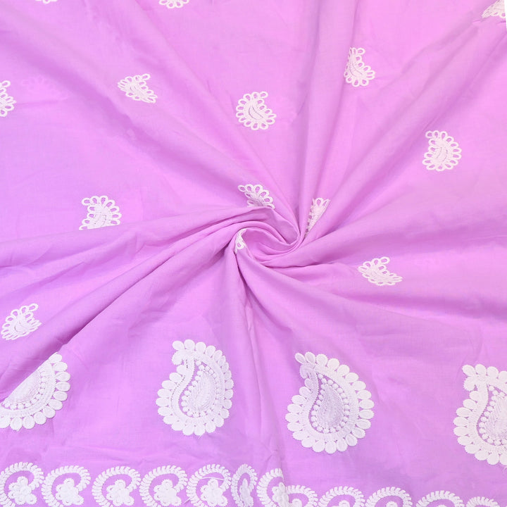 Premium Cotton Chicken Embroidery Plazo Fabric | Soft Cotton Designer Embroidered Fabric | HT11416-06
