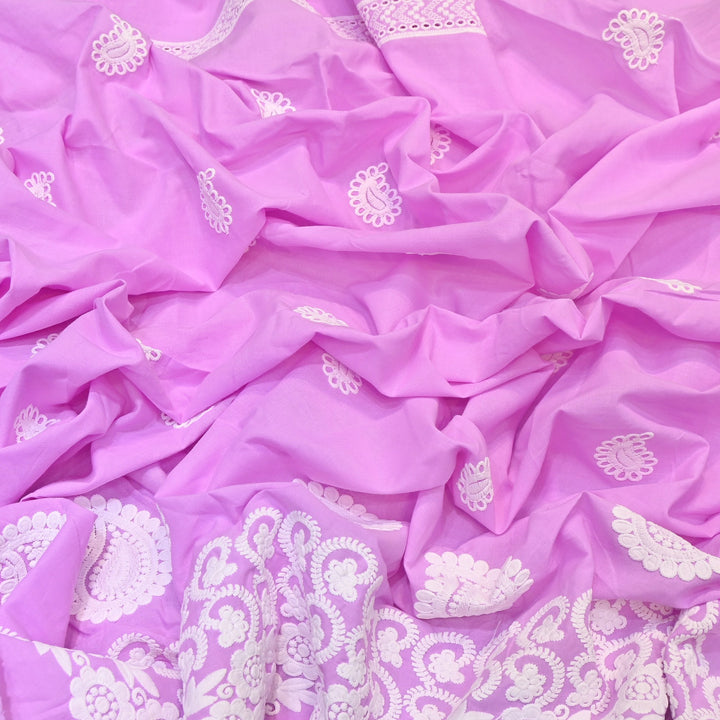 Premium Cotton Chicken Embroidery Plazo Fabric | Soft Cotton Designer Embroidered Fabric | HT11416-06