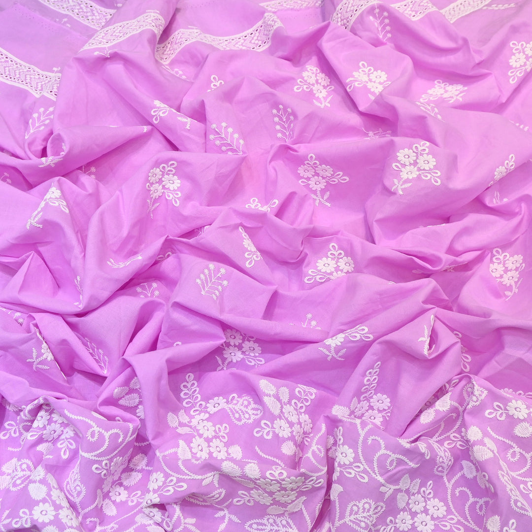 Premium Cotton Chicken Embroidery Plazo Fabric | Soft Cotton Designer Embroidered Fabric | HT11416-05