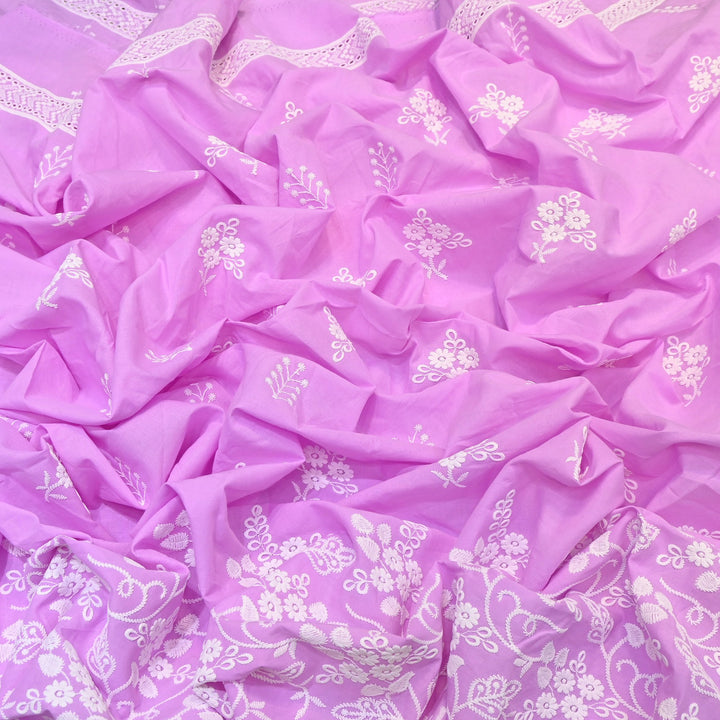 Premium Cotton Chicken Embroidery Plazo Fabric | Soft Cotton Designer Embroidered Fabric | HT11416-05