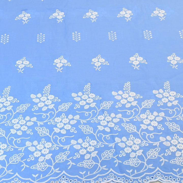 Premium Cotton Chicken Embroidery Plazo Fabric | Soft Cotton Designer Embroidered Fabric | HT11416-07