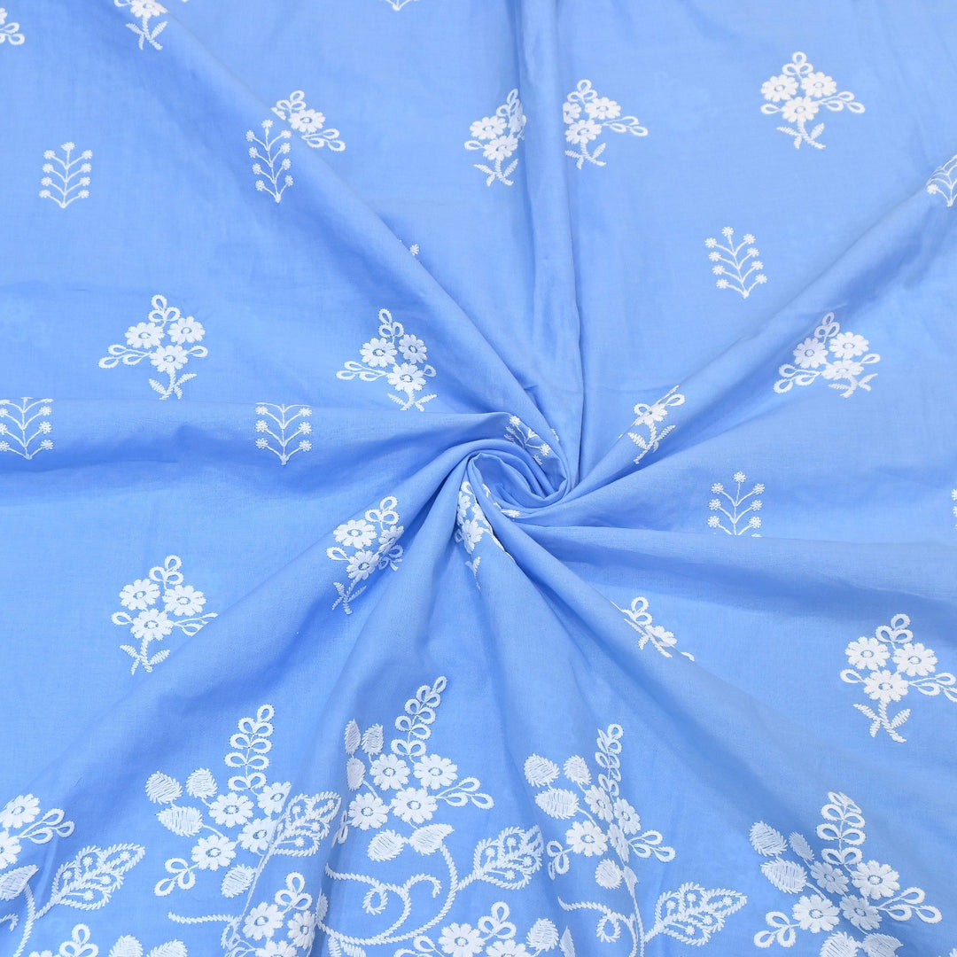 Premium Cotton Chicken Embroidery Plazo Fabric | Soft Cotton Designer Embroidered Fabric | HT11416-07